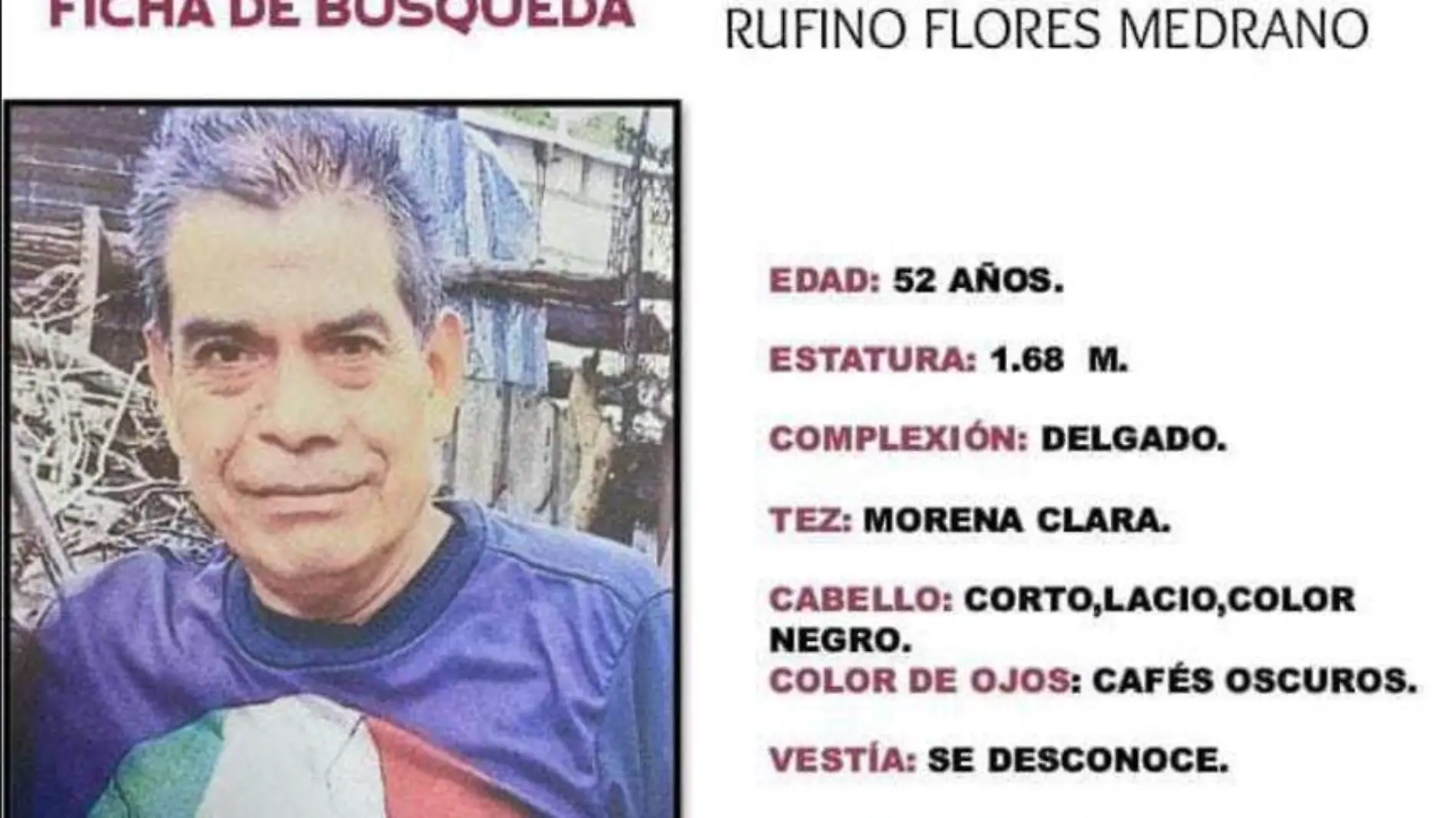 fecha de busqueda de rufino flores